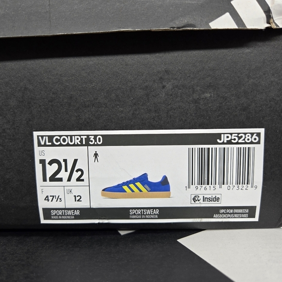 adidas Men\'s VL Court 3.0 JP5286 Bright Royal Pure Sulfur Shoes Size 12.5 New